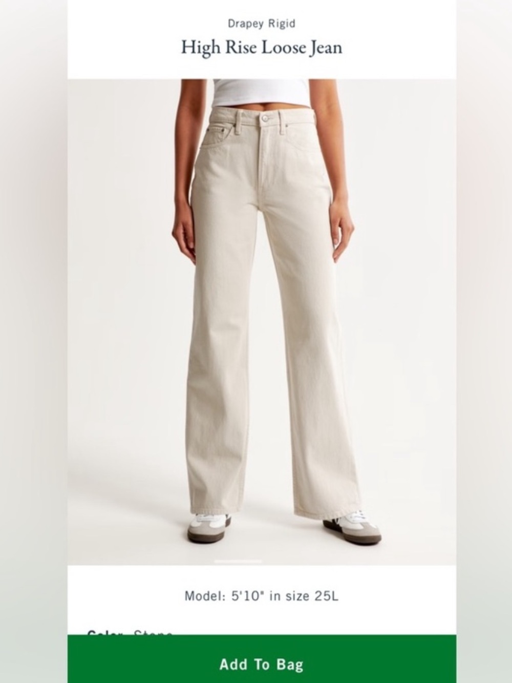NWT Abercrombie and fitch high rise the loose fit cream pants